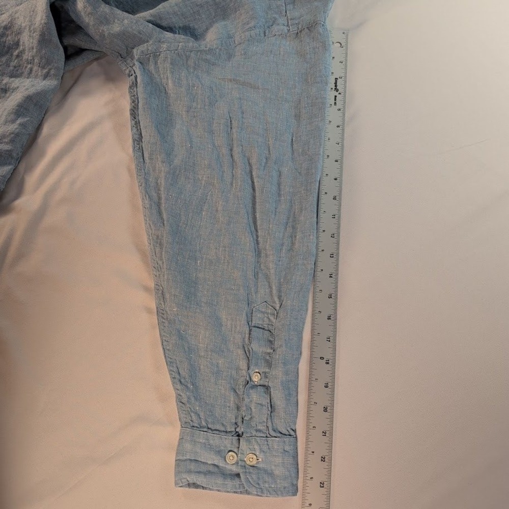 Brooks Brothers Mens XXL Madison Fit Linen Button Down Shirt Blue - Picture 8 of 8